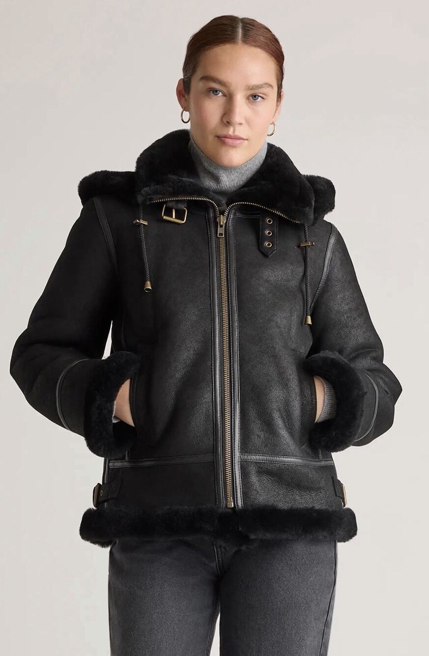 NWT Quince 100% Shearling Cold Weather Bomber Jacket •XL• Sheepskin Leather $500
